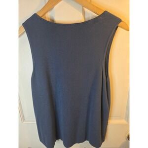 Ann Taylor LOFT Womens Blue Ribbed Knit Sleeveless Scoop Neck Sweater Tank Top M